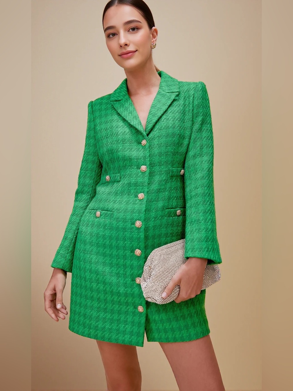New Tuckernuck Pomander Place Emerald Green Stacie Tweed Blazer Dress 
Size S
